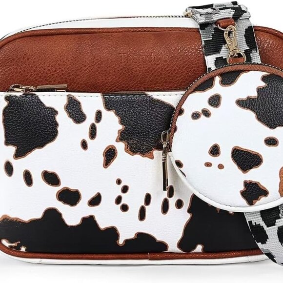 Vegan Leather Small Crossbody Bag with Detachable Coin Pouch for Women - Picture 1 of 7